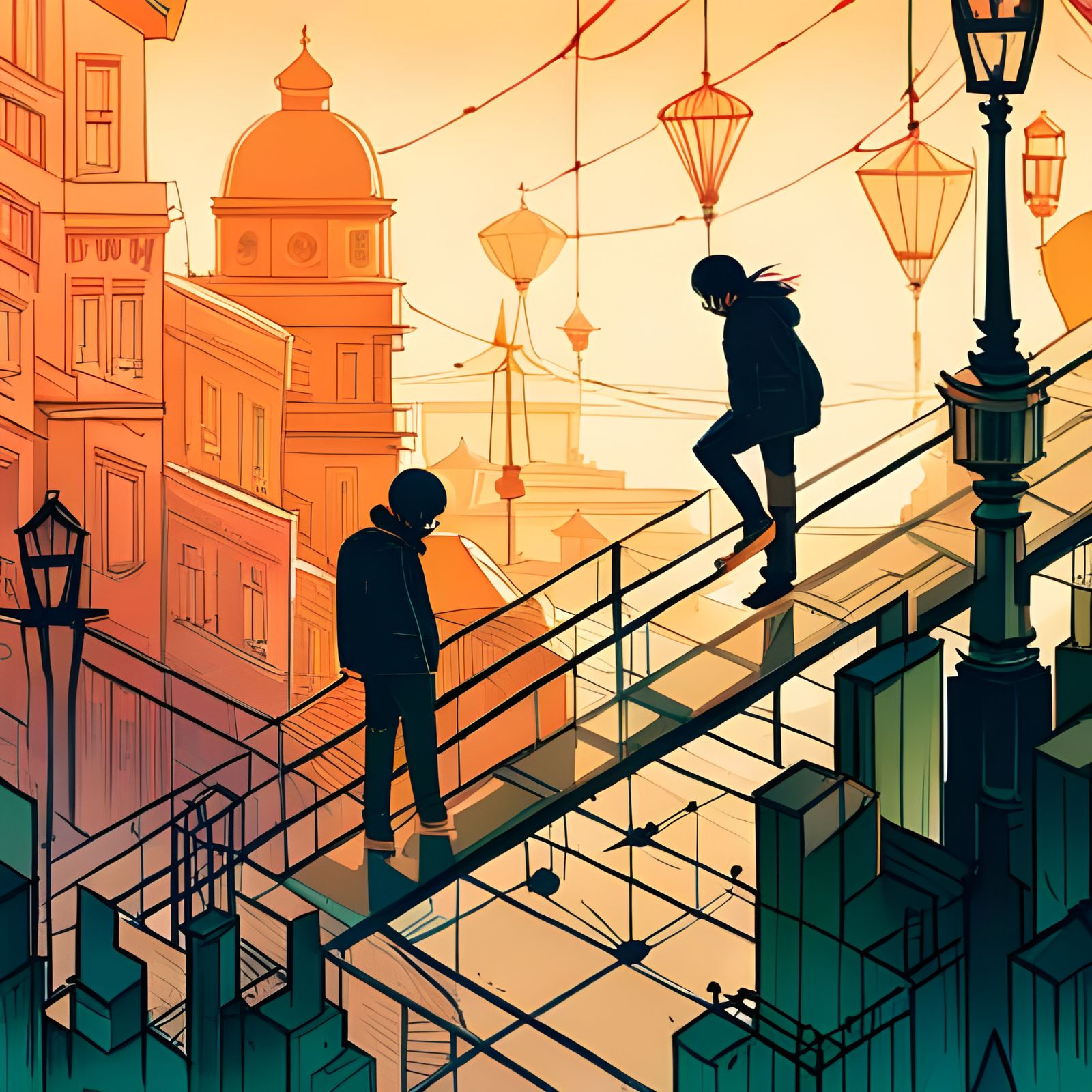 Elemental Cliff Spirits in Composite Art Style