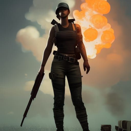 Detailed PUBG Character in Dark Fantasy Style