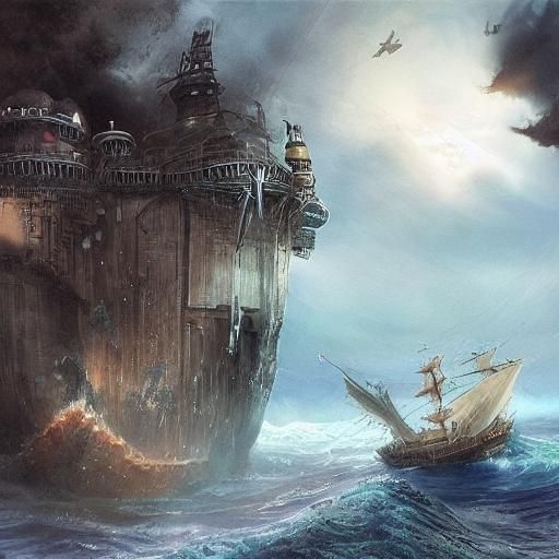 White Pearl Swallowed by Black Ocean: Fantasy Art