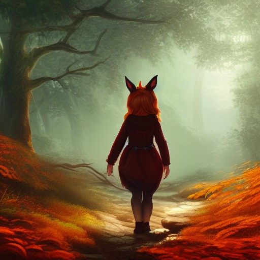 Girl with Fox Features in Autumn Forest
