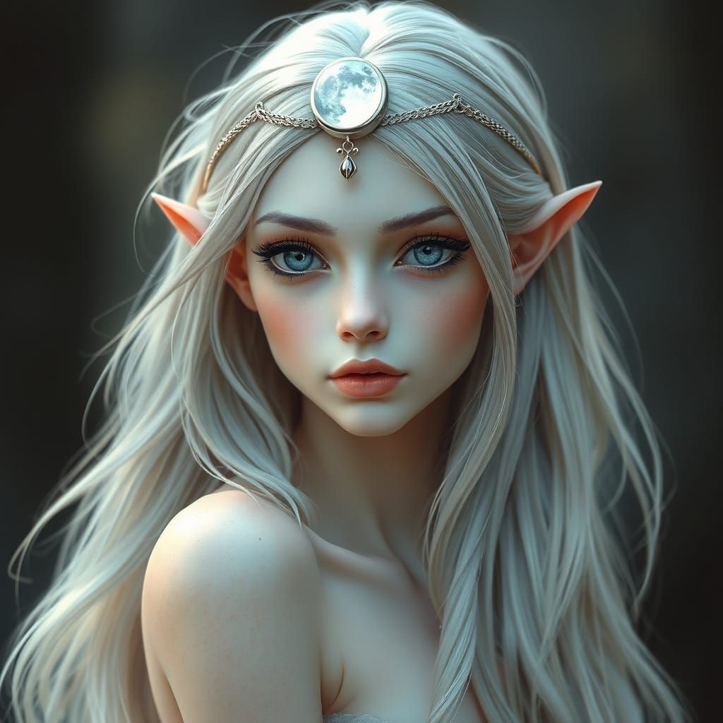 Ethereal Moon Elf with Silver Circlet