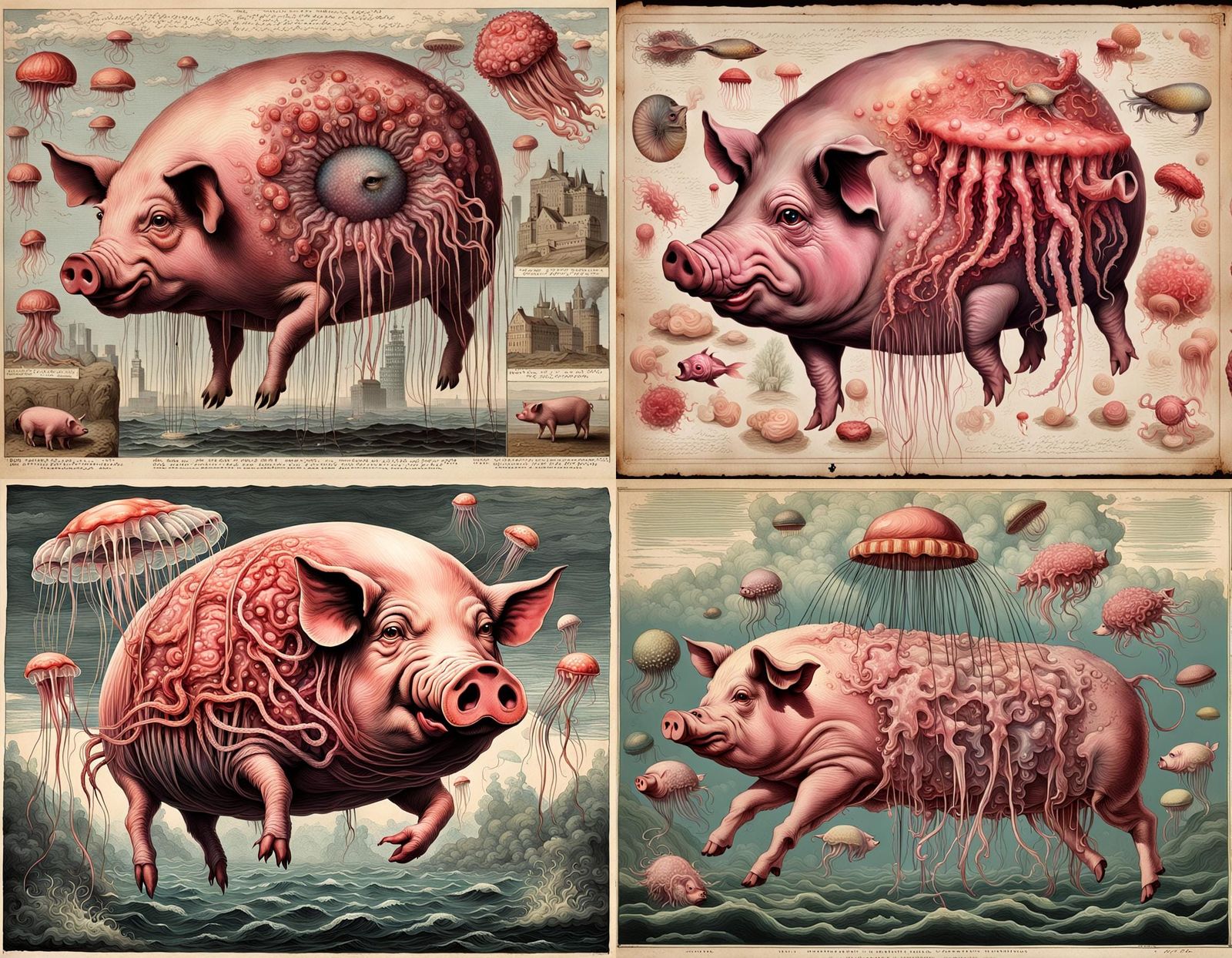 Surreal Pig-Jellyfish Hybrid in 8K HD