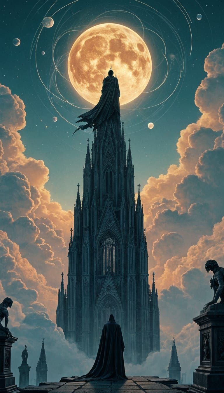Surreal Gothic Cathedral Scene in Dark Surrealism Style