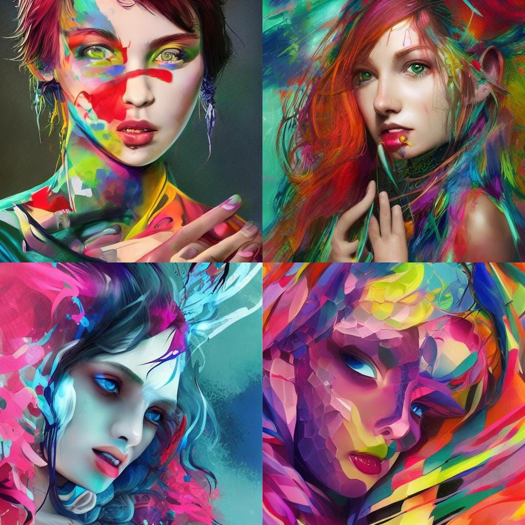 Abstract Graffiti T-Shirt Design in Polychromatic Splash Art