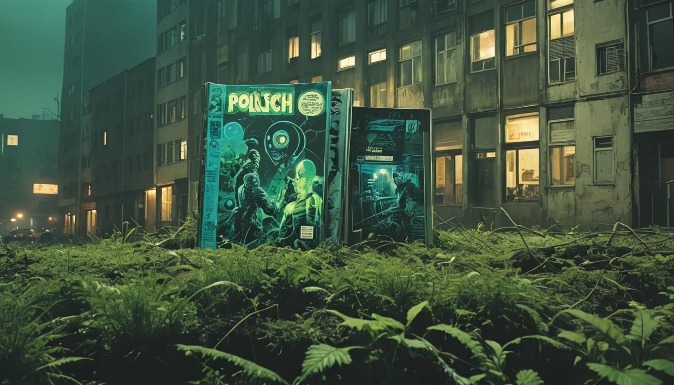Futuristic Dystopian Alley in Polish Comic Style