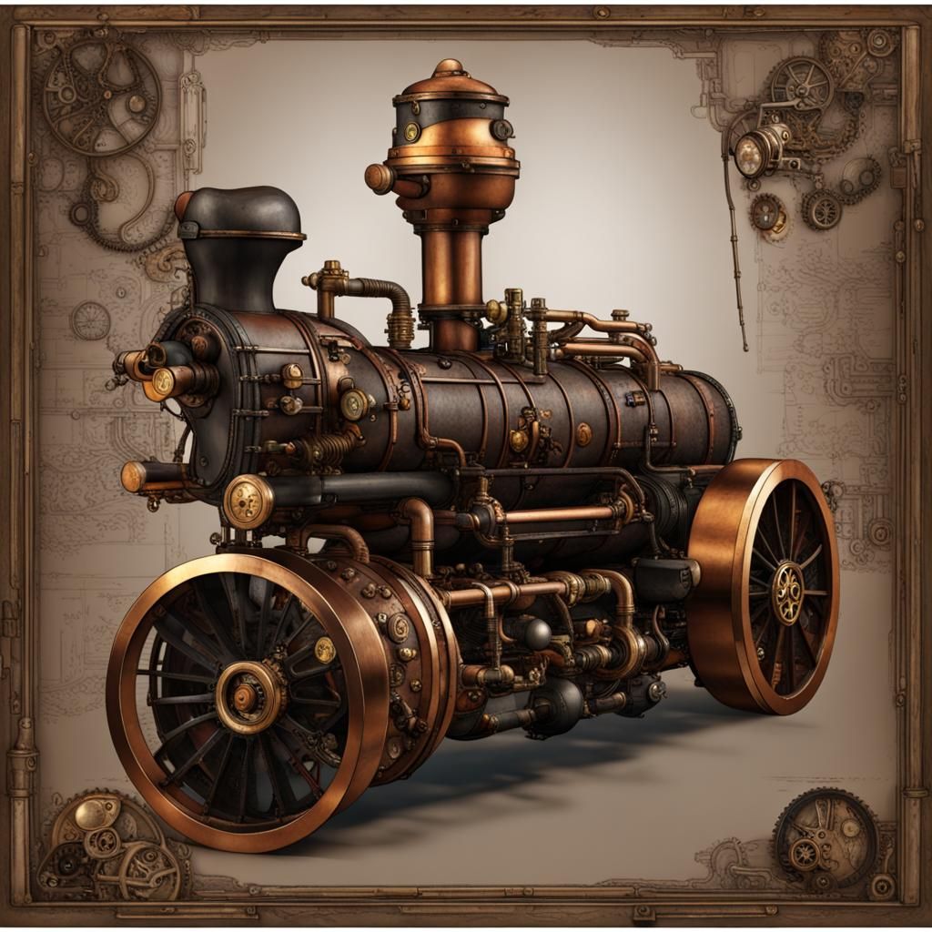 Steampunk Engine in Victorian Style