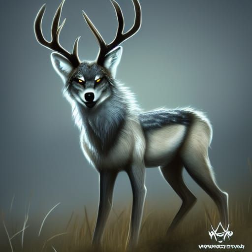 Wolf-Deer Hybrid Creature Concept Art