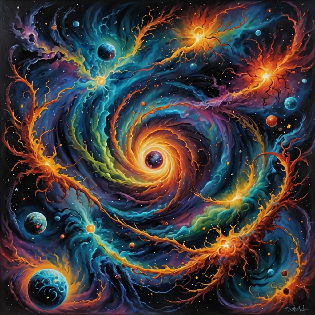 Sinister Nebula Drifter: An Oil Painting