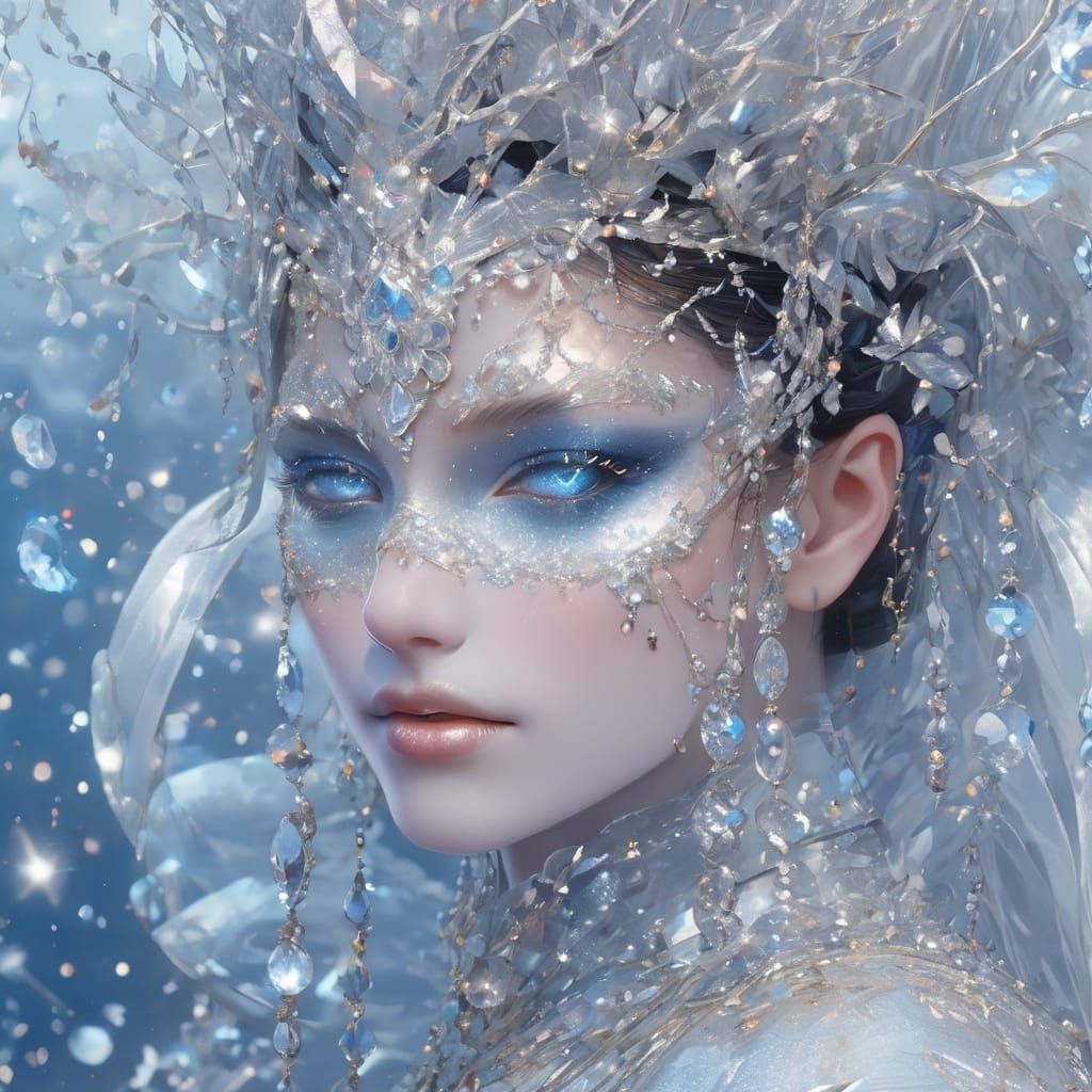 Frost Queen at Winter Masquerade in Art Nouveau Style