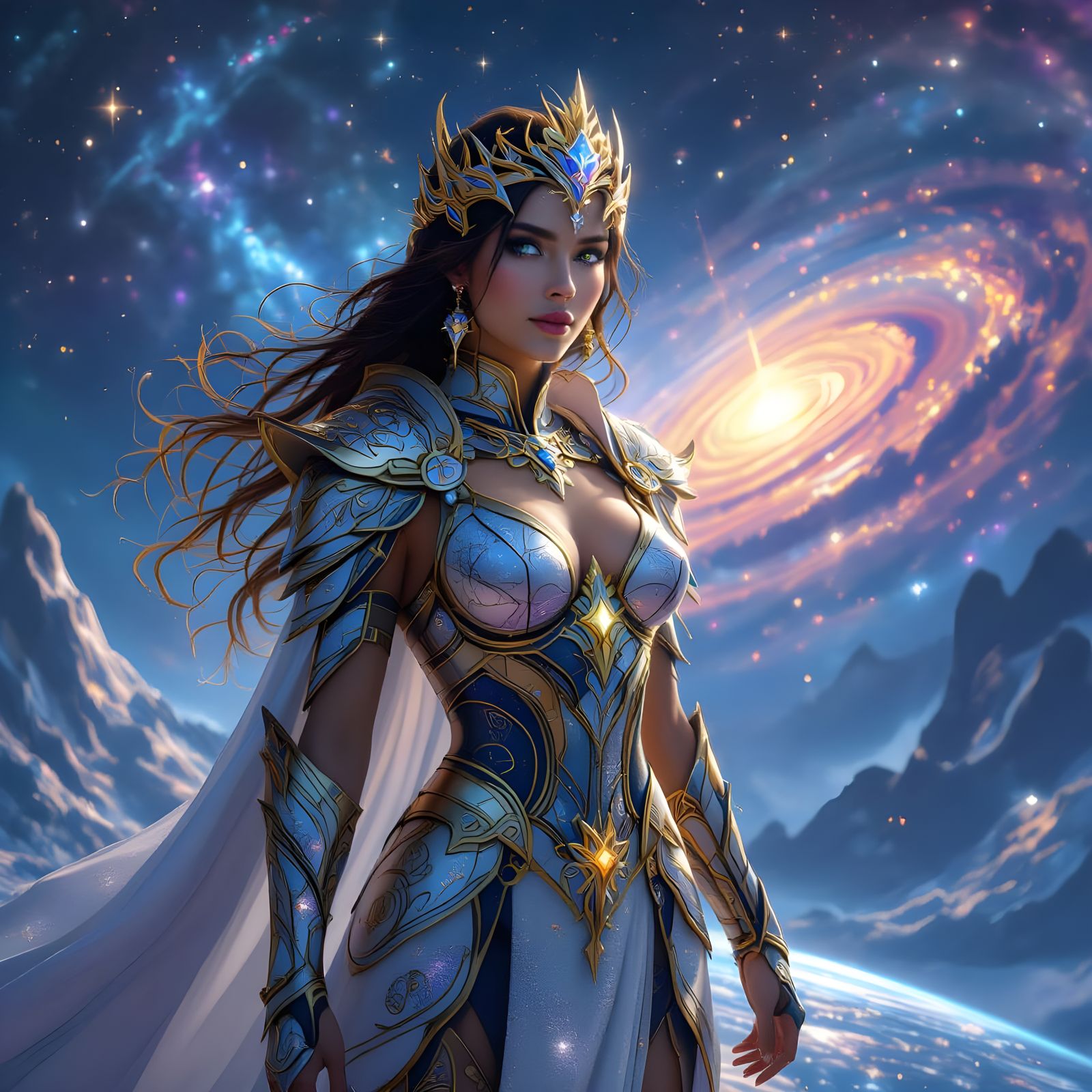 Celestial Warrior Queen on Crystalline Planet