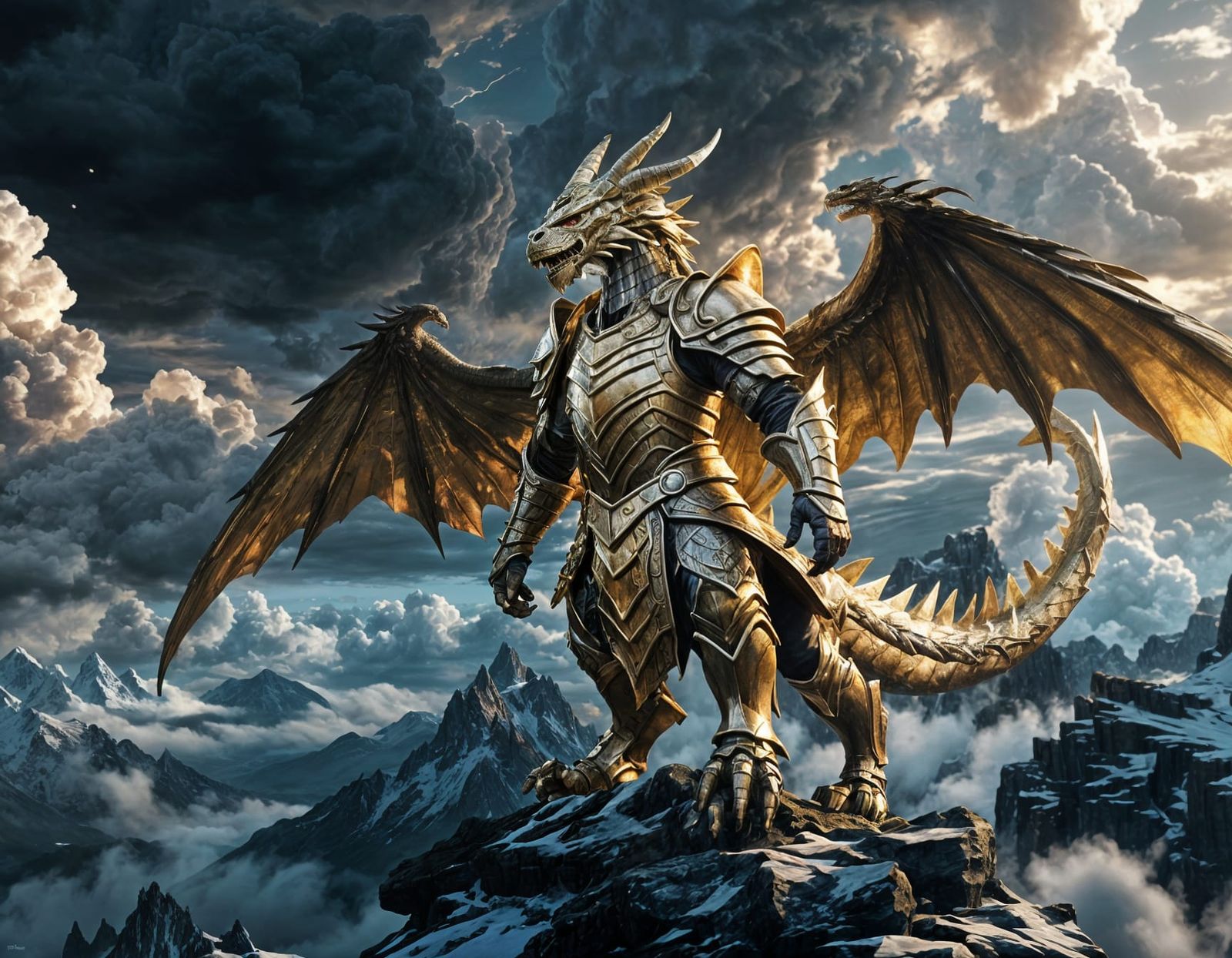 Epic Dragonborn Paladin in Fantasycore Style