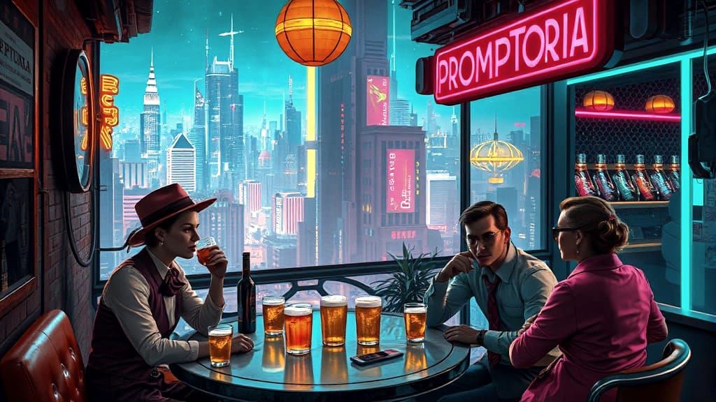 Sci-Fi Cafe-Bar "PROMPTORIA" in Vintage Style