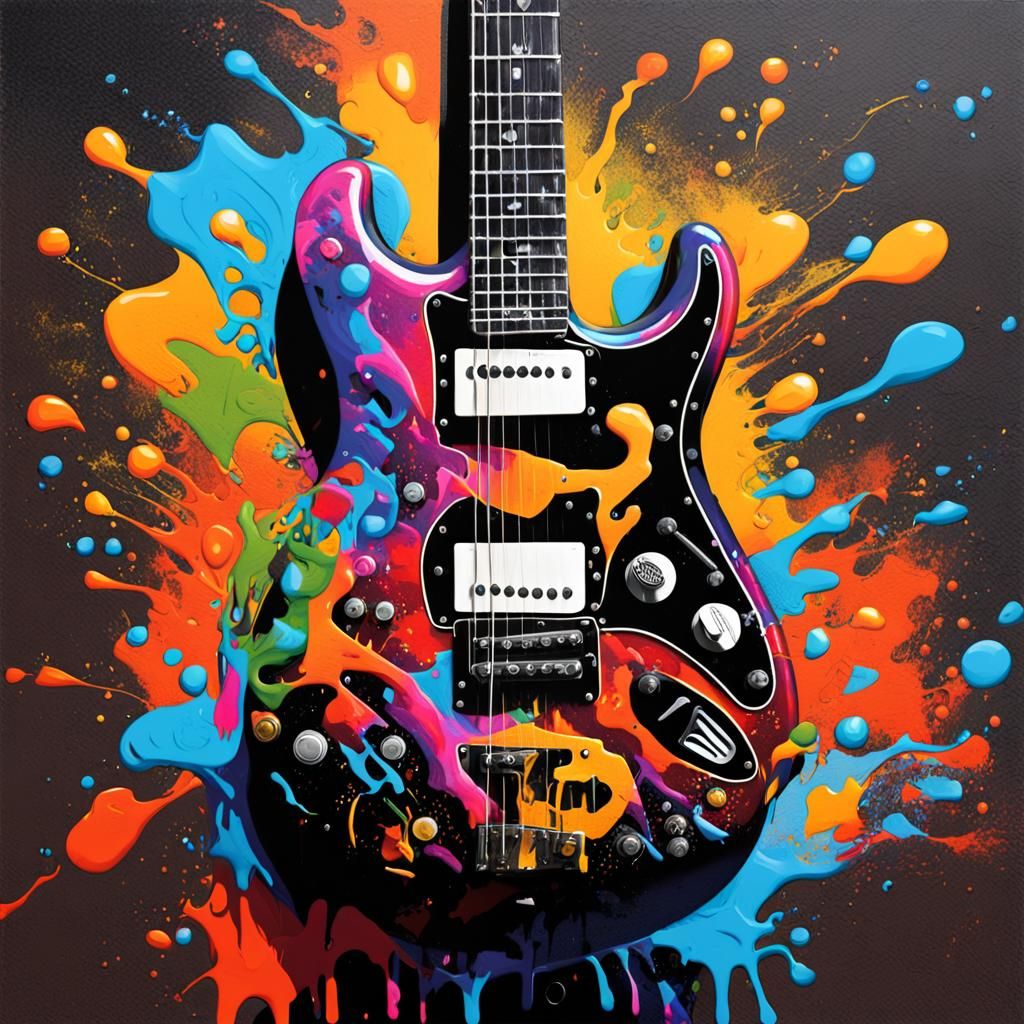 Guitar in Graffiti Splash Art Style