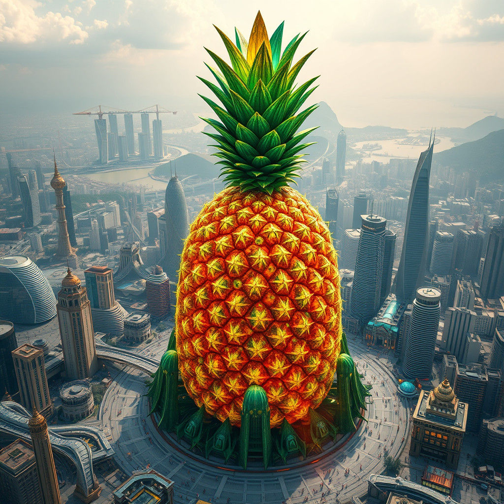 Crystal Pineapple Metropolis: Surreal Concept Art