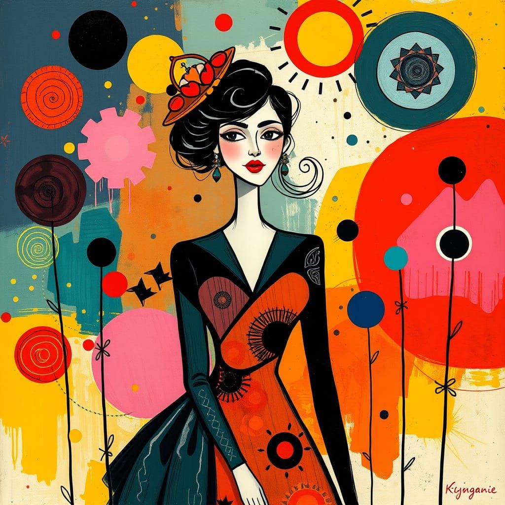 Abstract Woman in Elegant Attire: Surrealist Art