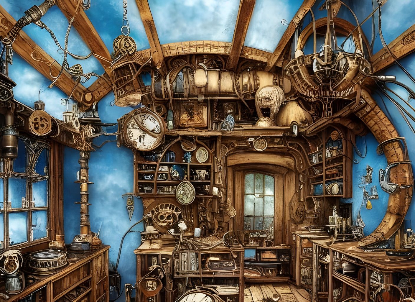 Steampunk Alchemist's Laboratory Interior in Isometric View