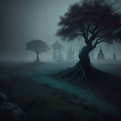 Ethereal Ghost in Abandoned City: Dark Fantasy Art