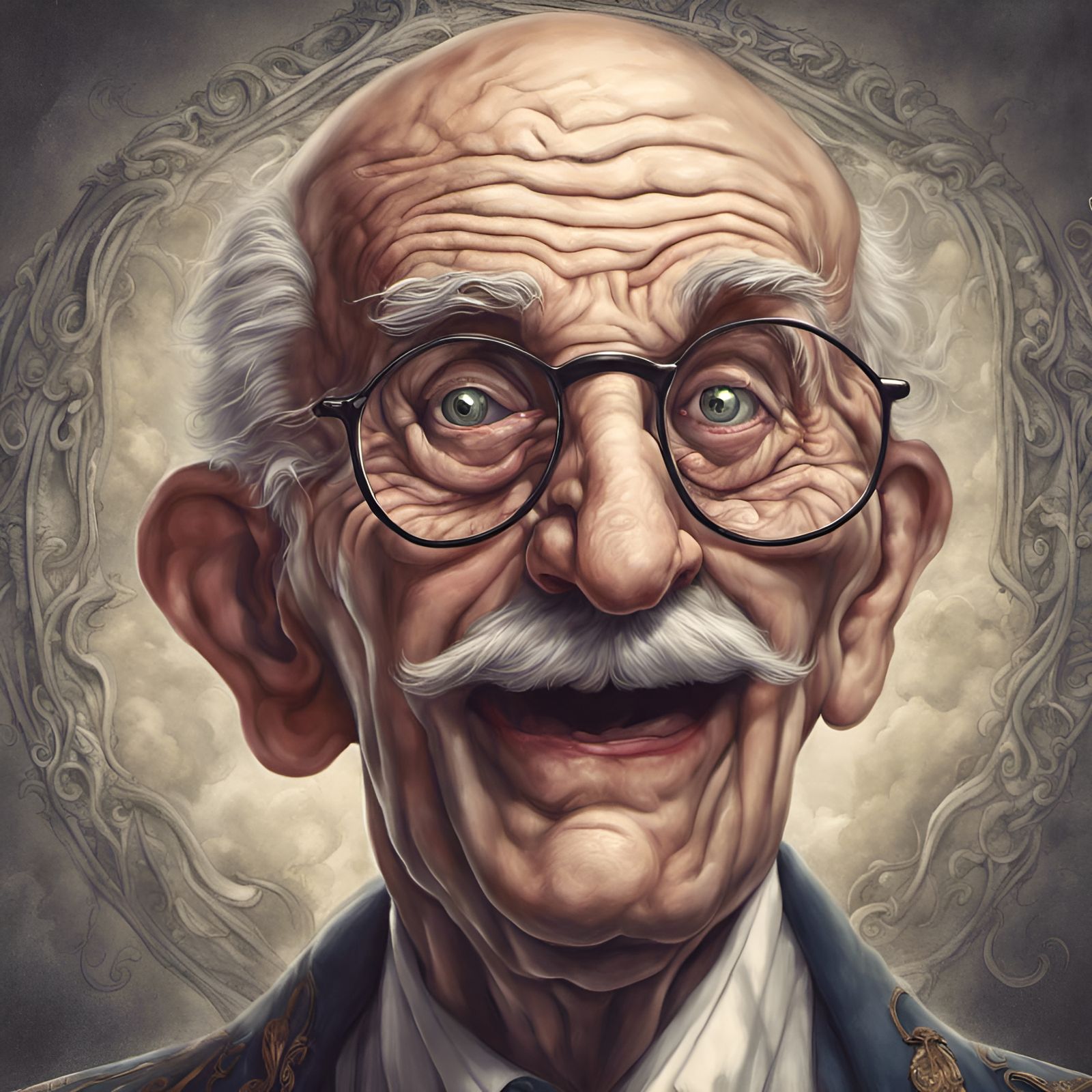 Baroque Grandpa Portrait in Chibi Style
