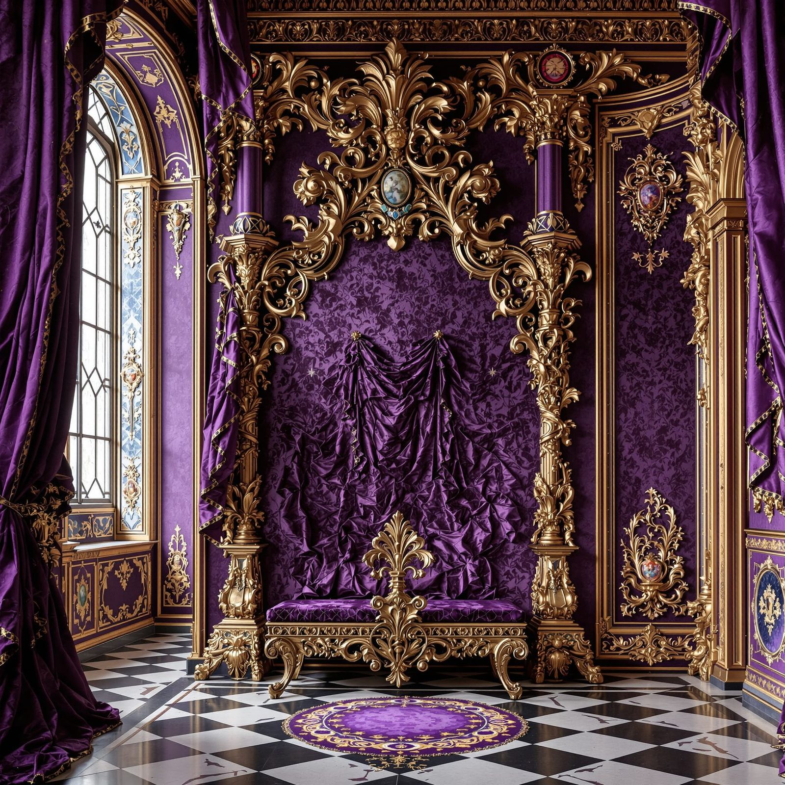 Baroque Opulence in Rich Purple and Violet Hues