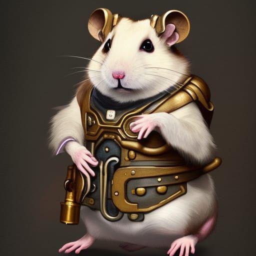 Steampunk Hamster Portrait in Detailed Style