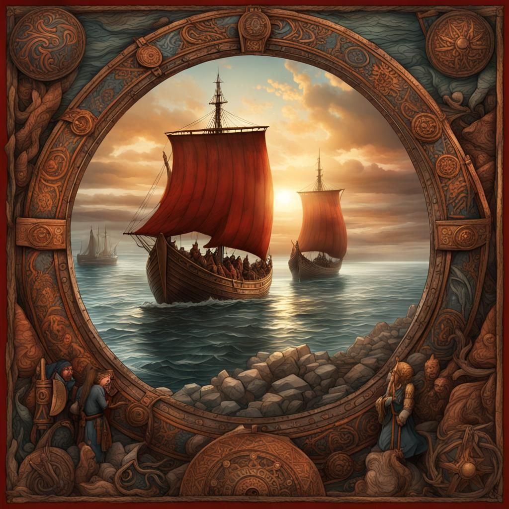 Viking Saga: North American Voyage in Matte Painting Style