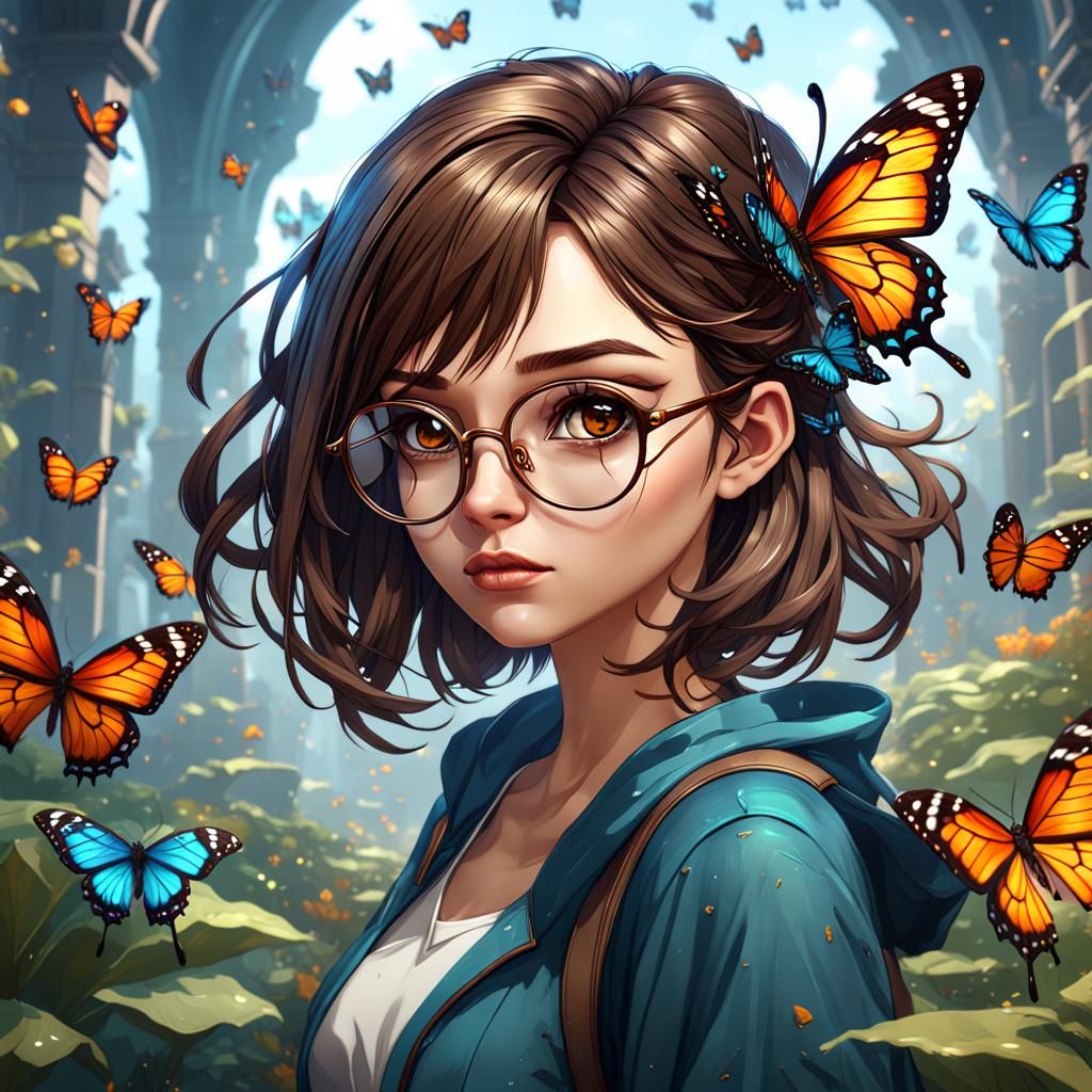 Butterfly Girl Portrait in Detailed Matte Painting