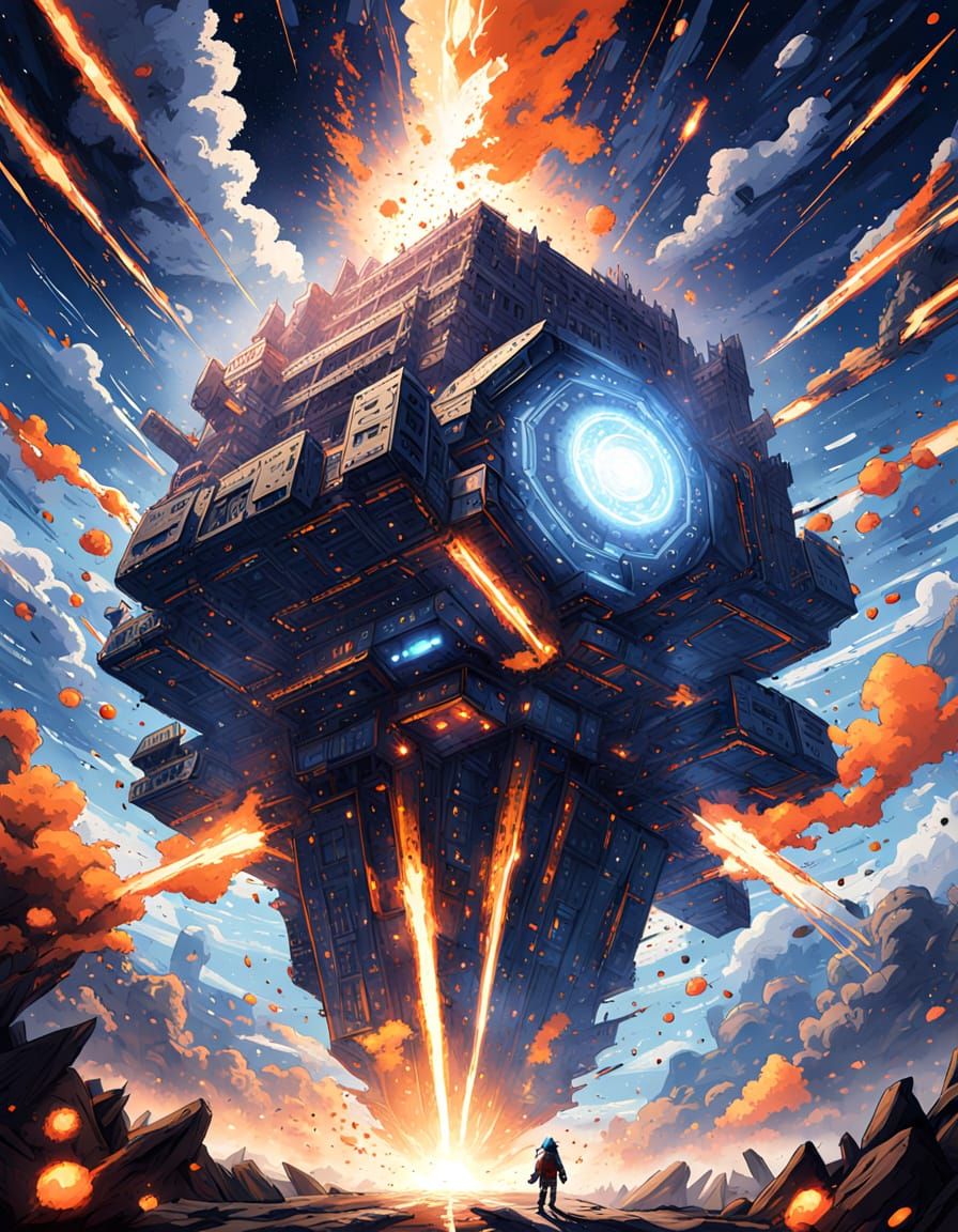 Anime Style Meteor Falls From Sky In Digital Art