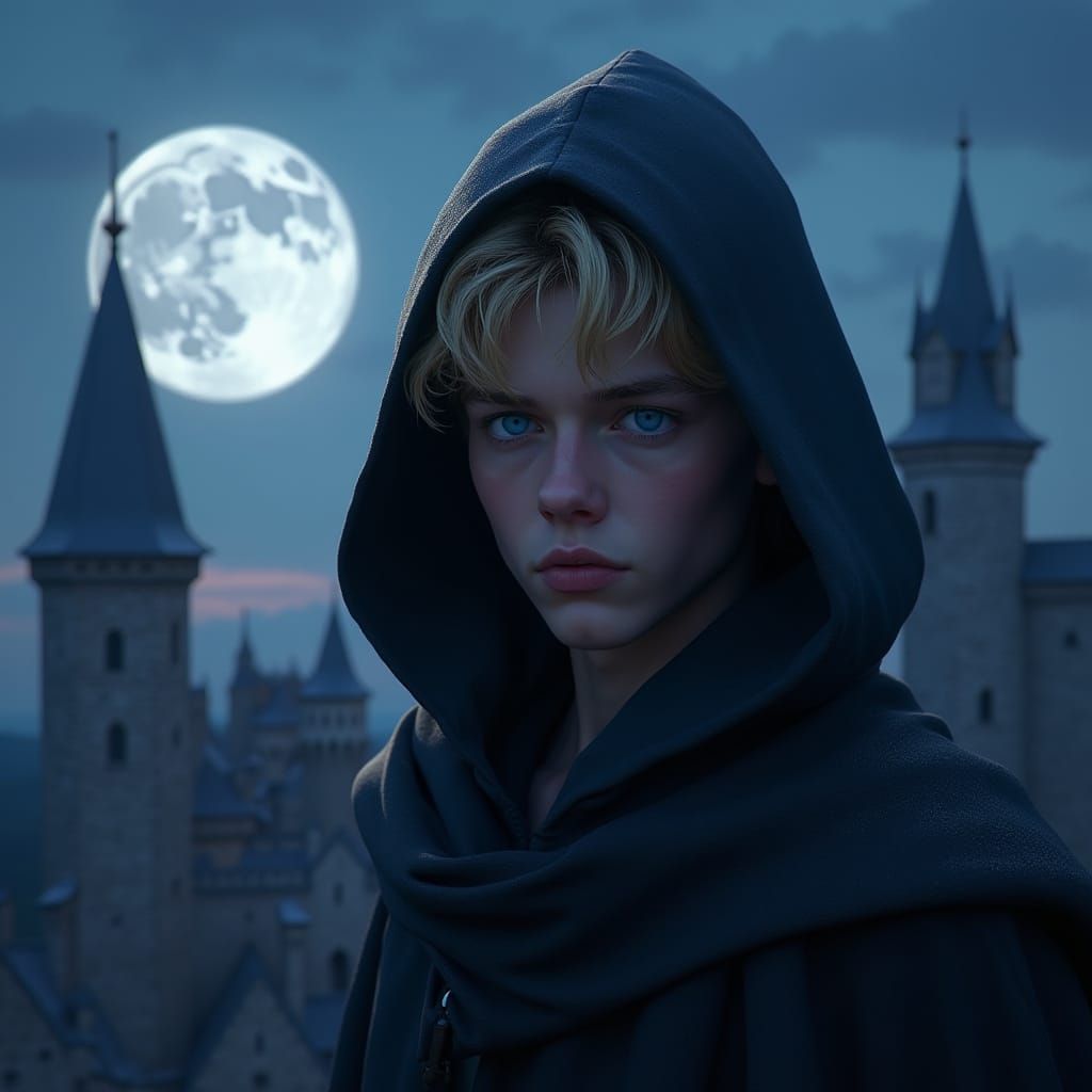 Medieval Rogue Reveals Castle Secrets Under Starry Night