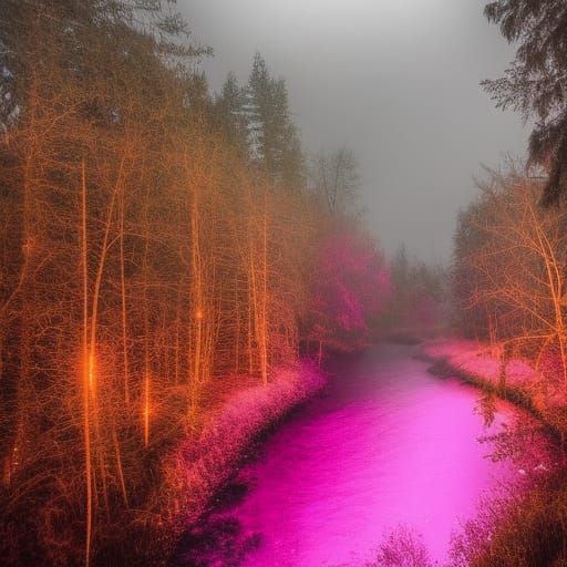 Fantasy Orc Forest with Magic Lanterns in 3D