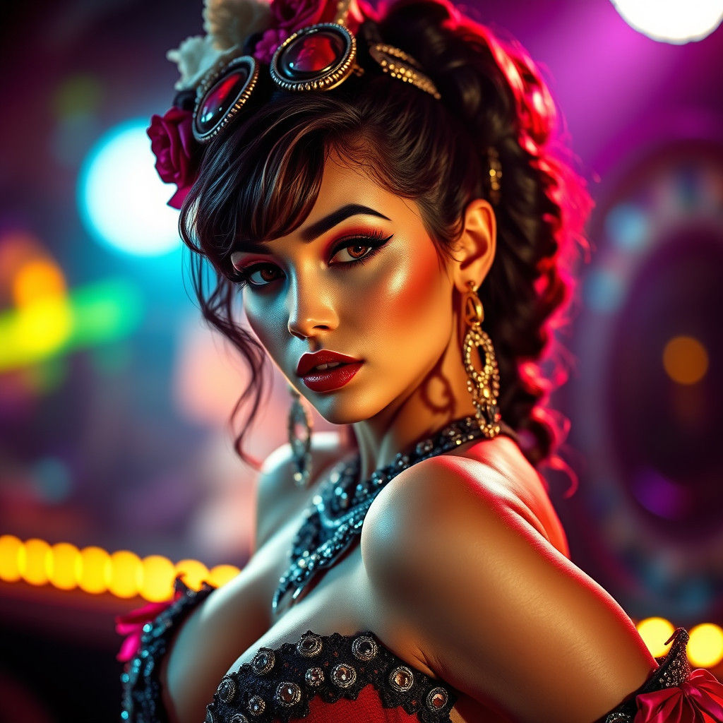 Splash Art Striptease Dancer in Nightclub