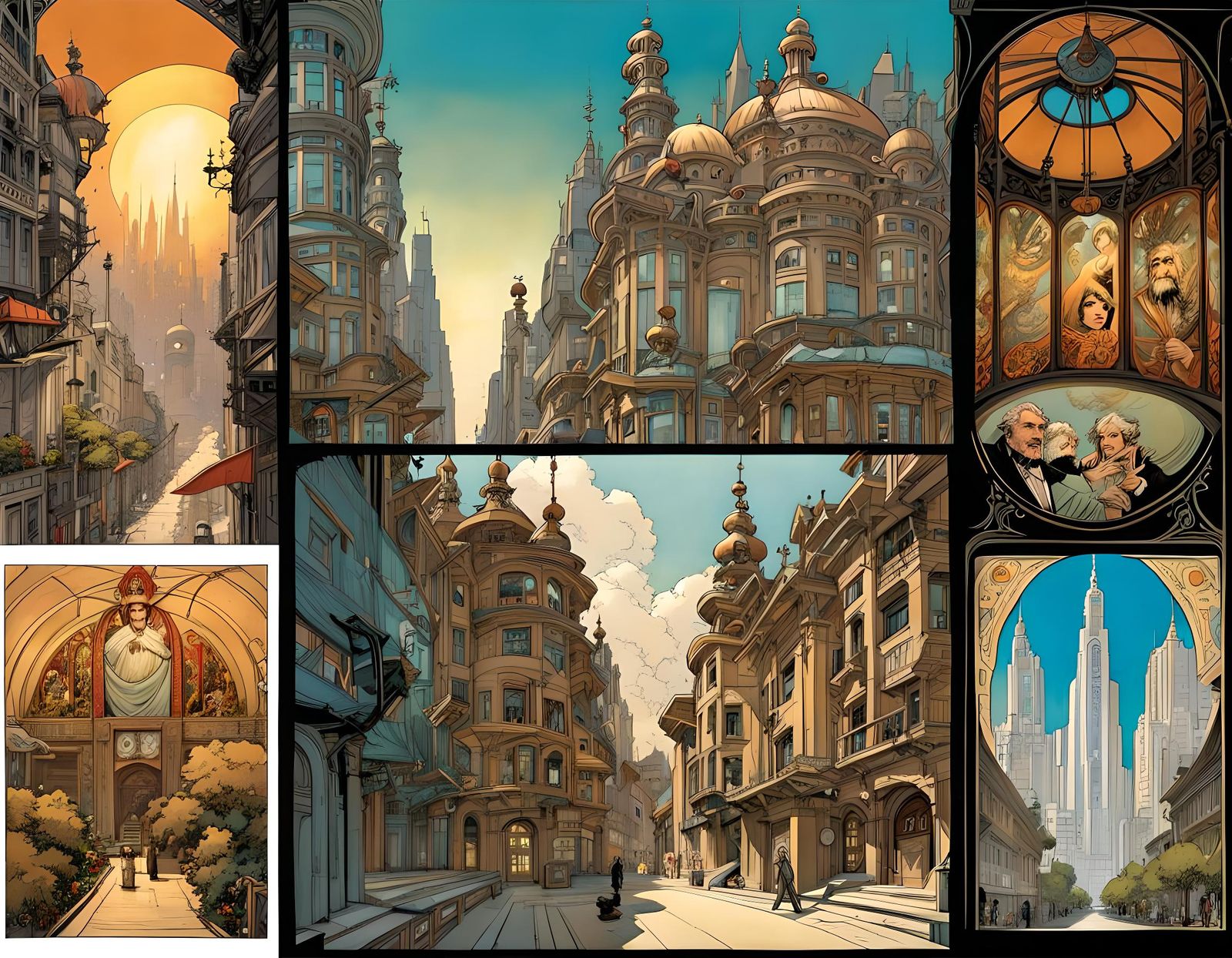 Art Nouveau Comic Book Page: Mnemnosygne Terrace