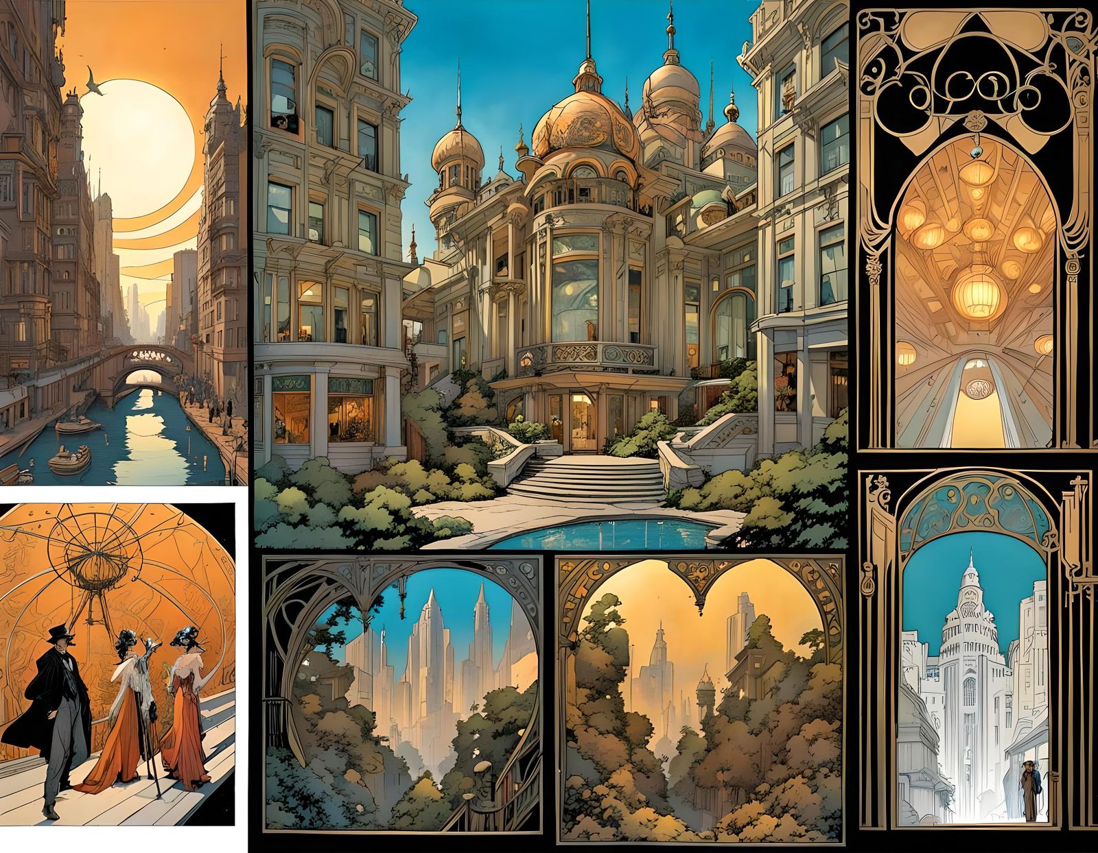 Art Nouveau Comic Book Panels by Doran and Kaluta