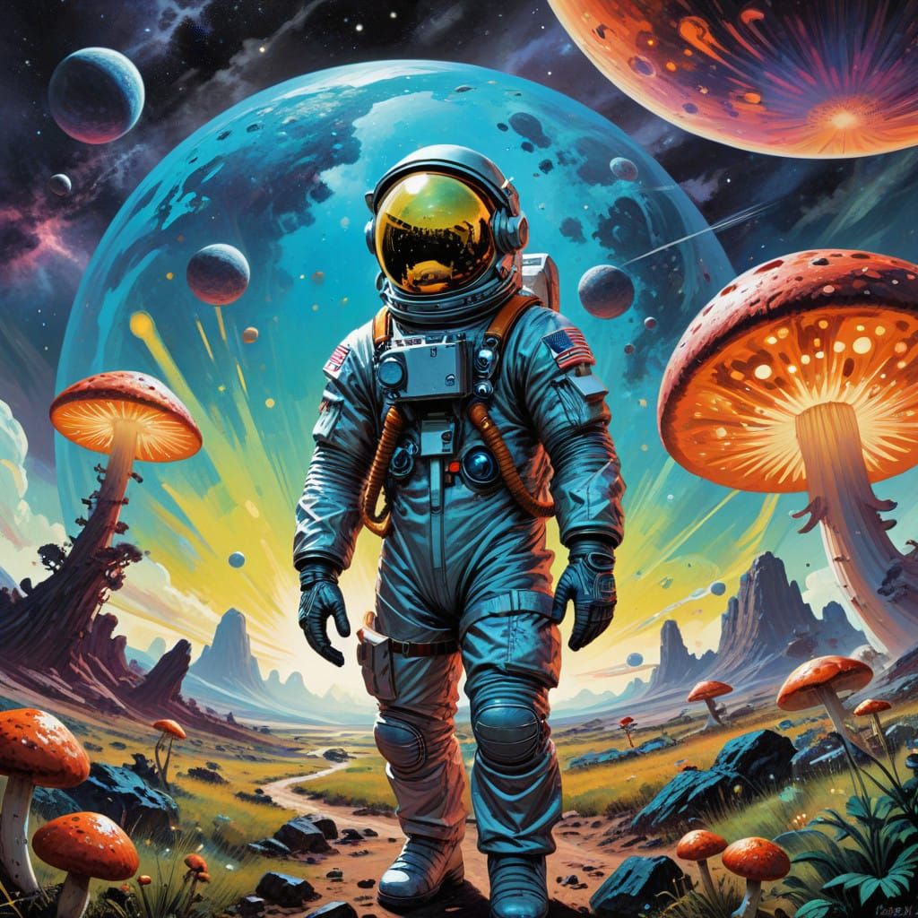 Classic Space Adventure in Retro Comic Book Style