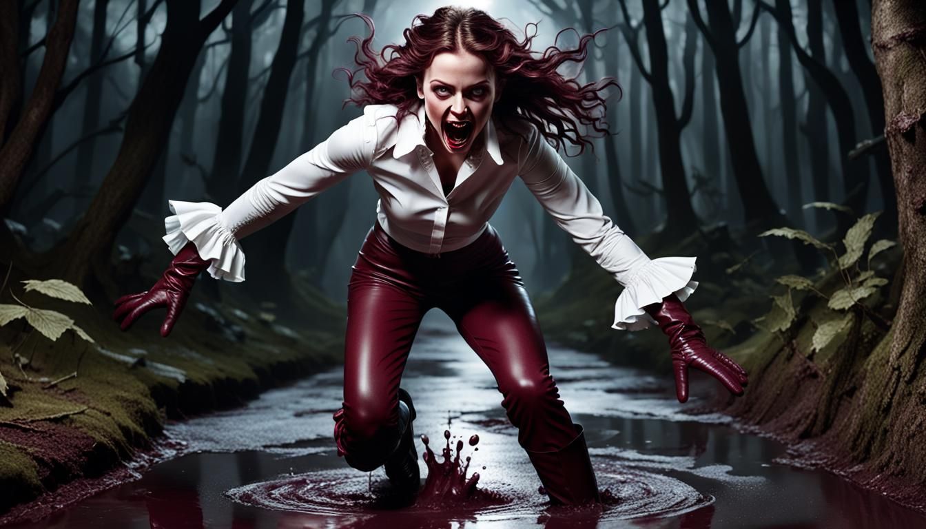 Woman Runs Screaming Through Dark Forest at Night