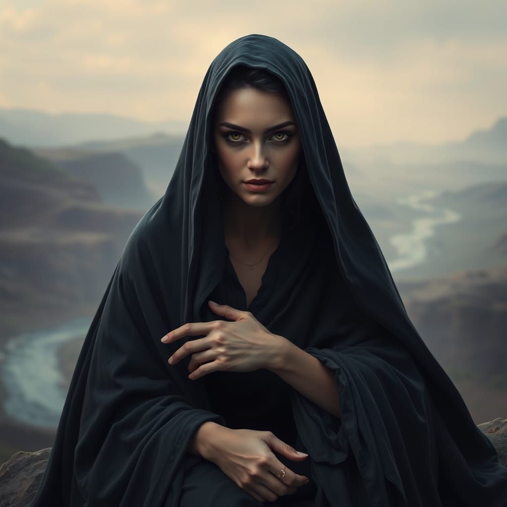 Serenely Seated Mystic Amidst Ethereal Landscape