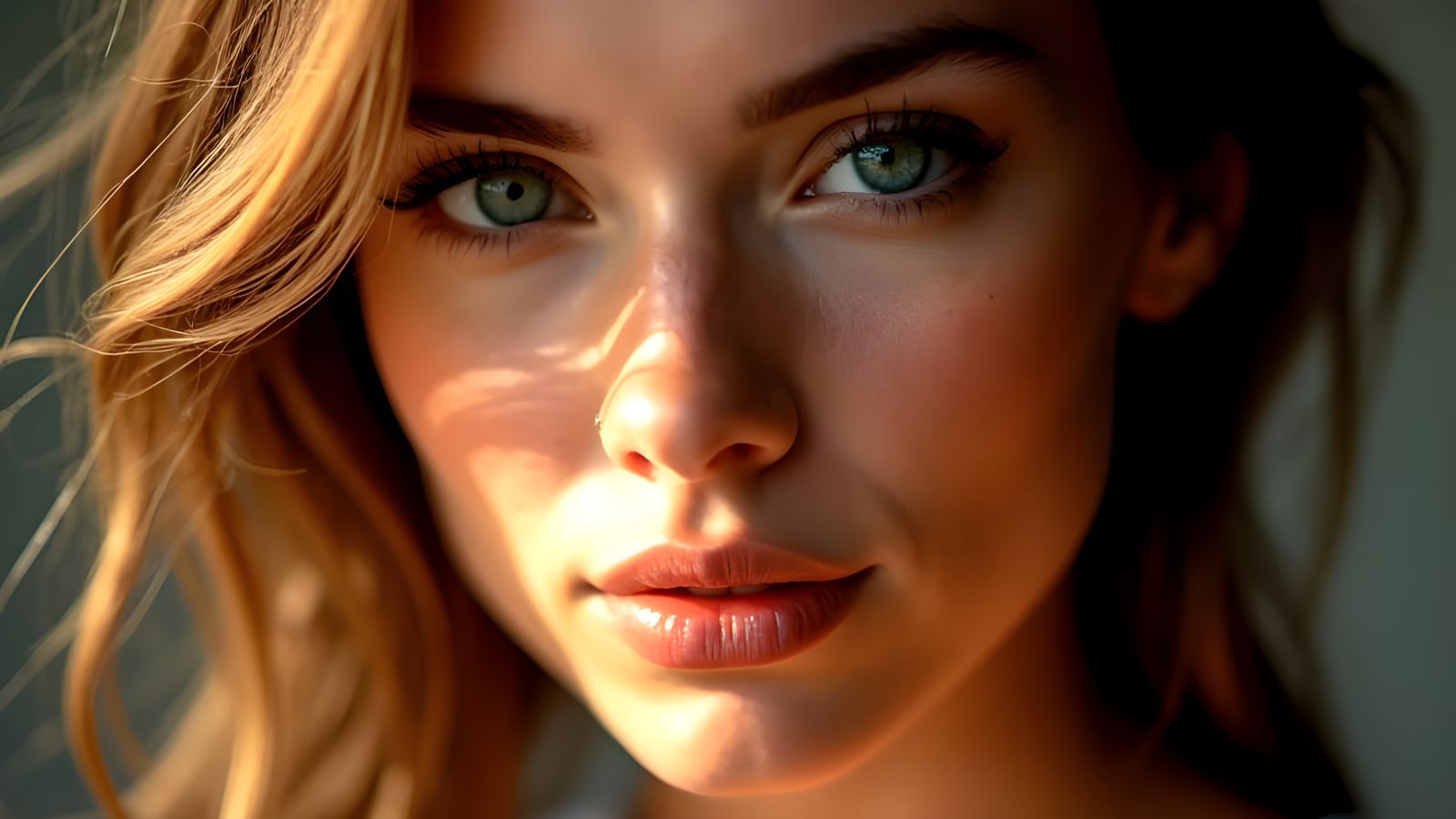 Detailed Portrait of a Beautiful Woman with Warm Colors