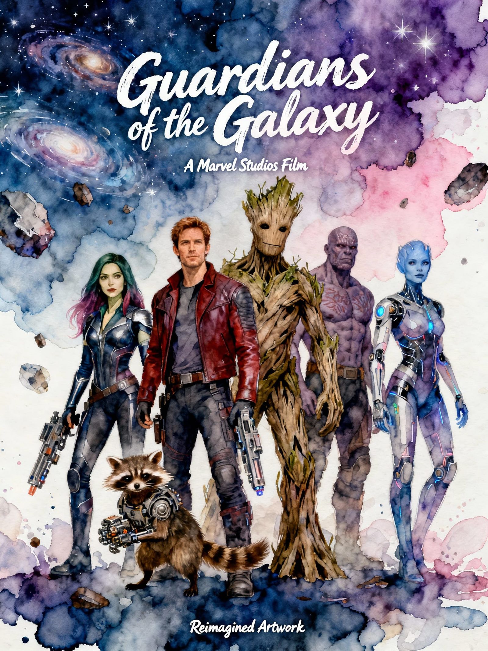 Guardians of the Galaxy Movie Poster in Watercolor Style