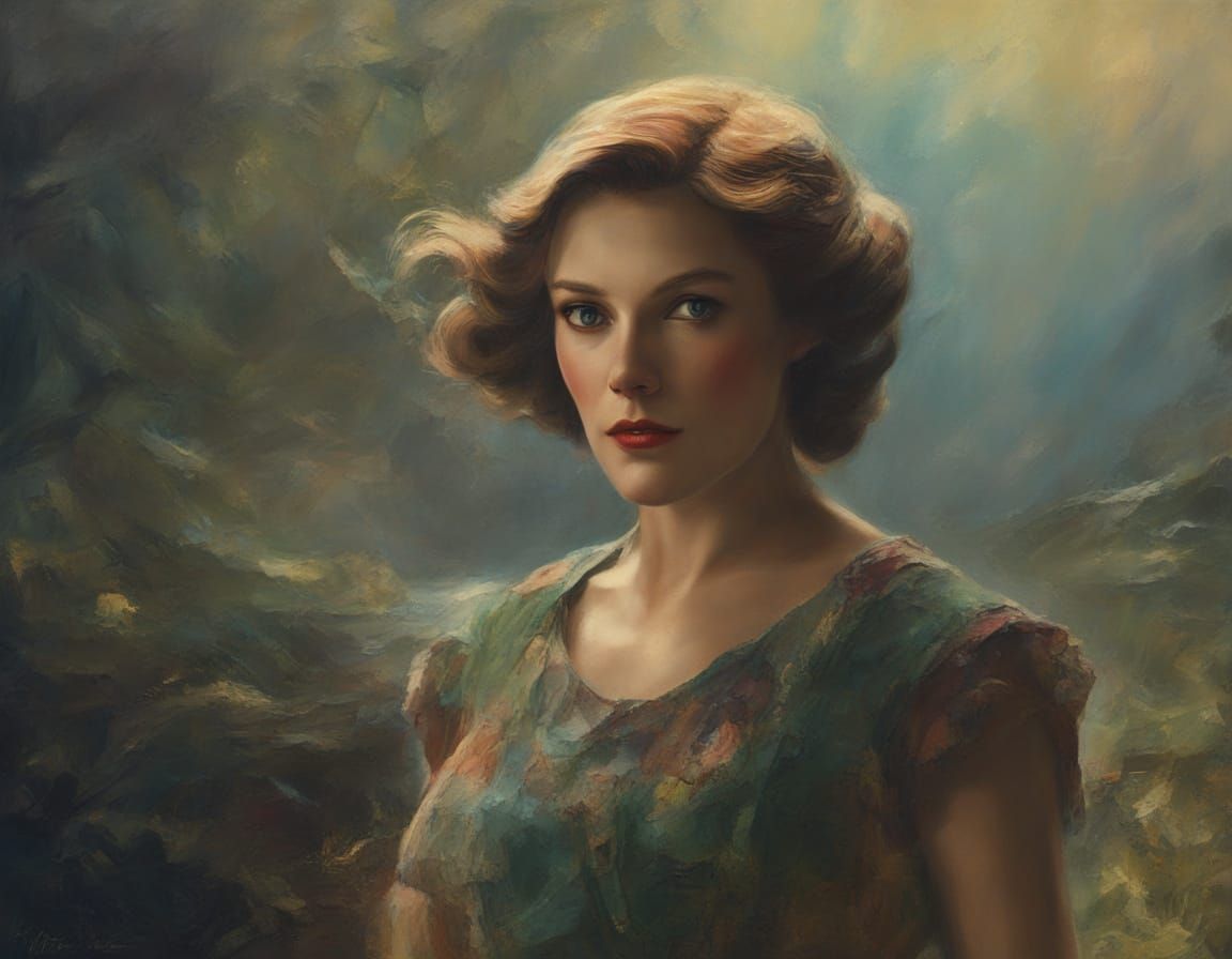 Geraldine Page 1955 Movie Poster in Impasto Chalk Style