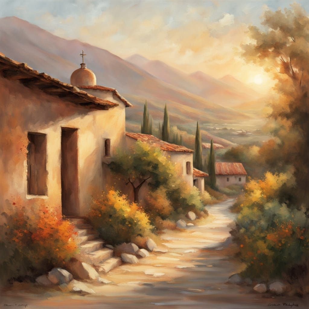 Mission San Miguel Sunset: Painterly California Landscape