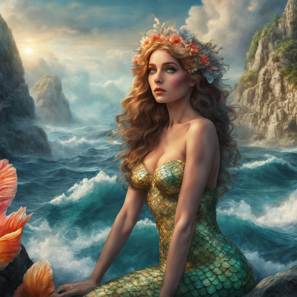 Seductive Brazilian Mermaid in Tropical Paradise