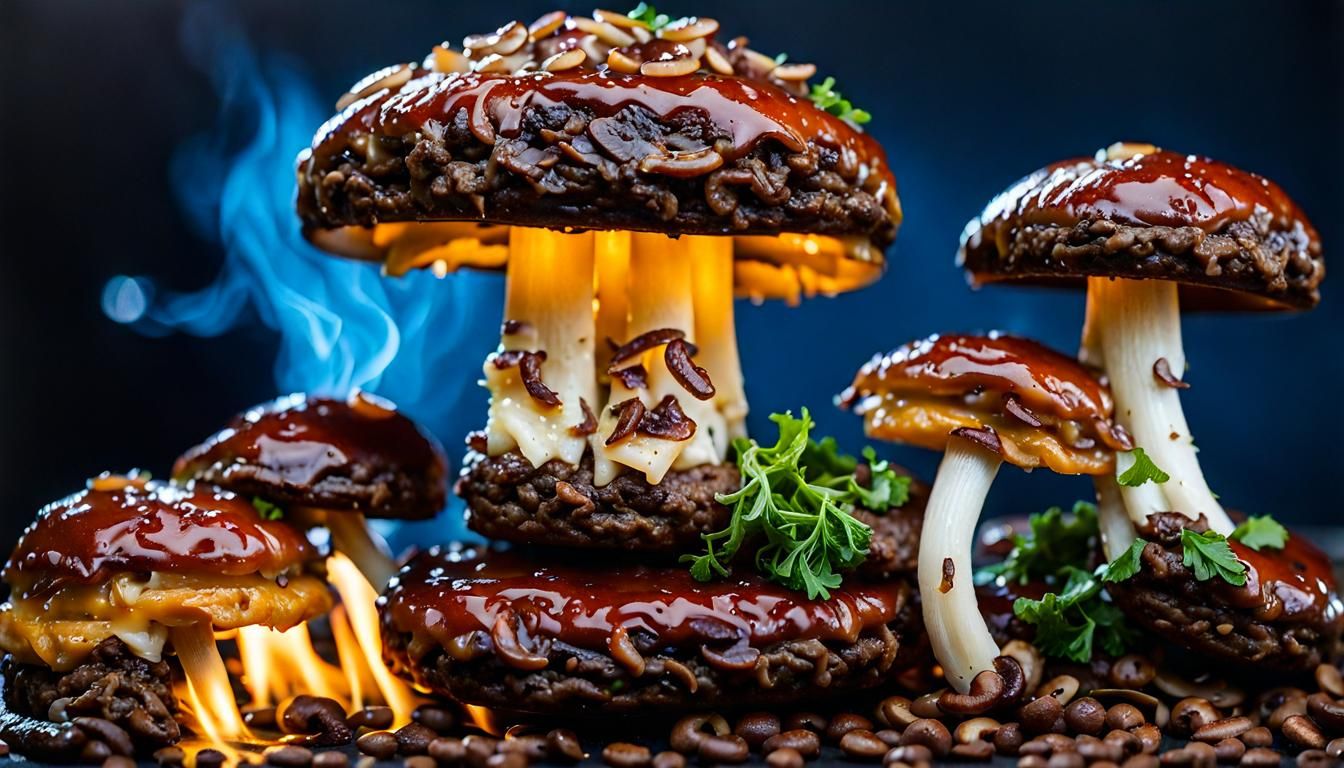 Hamburger Patty Topped with Sautéed Mushrooms