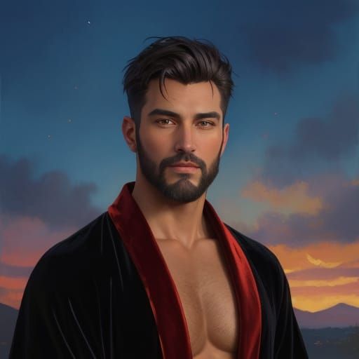 Man in Velvet Robe: An Impressionist Portrait