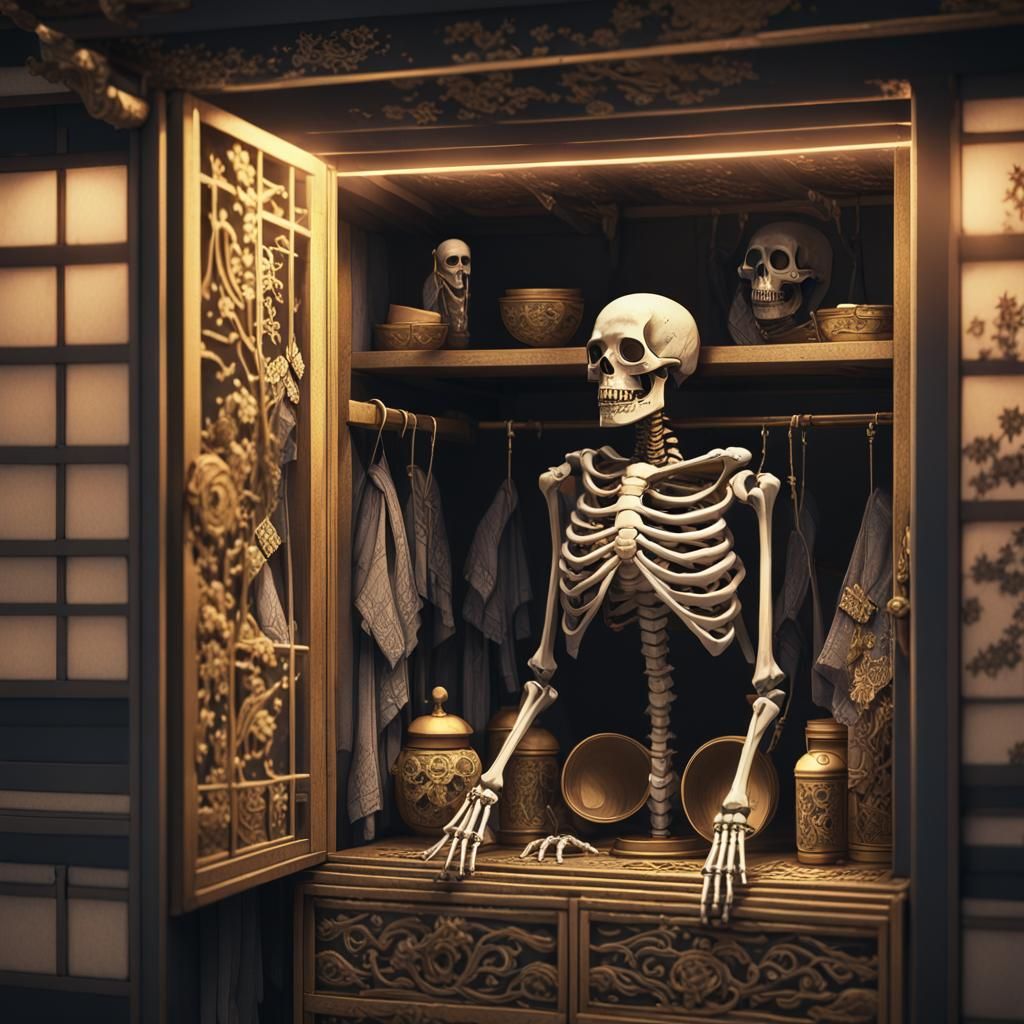 Skeleton in Japanese Closet, 3D Anime Art