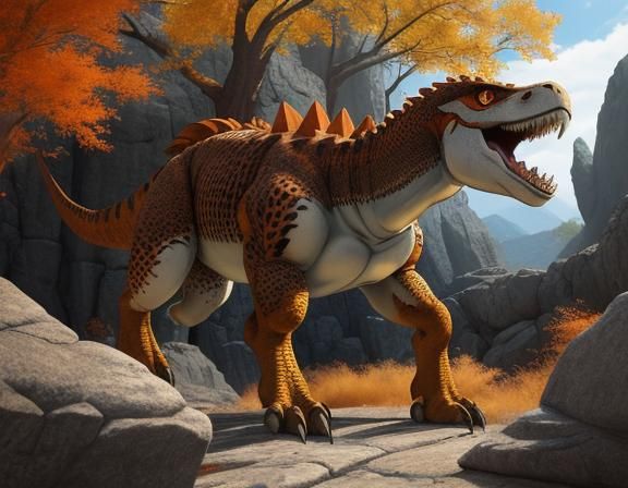 Raptor Dinosaur Pokemon with Stone Tail in Anime Style