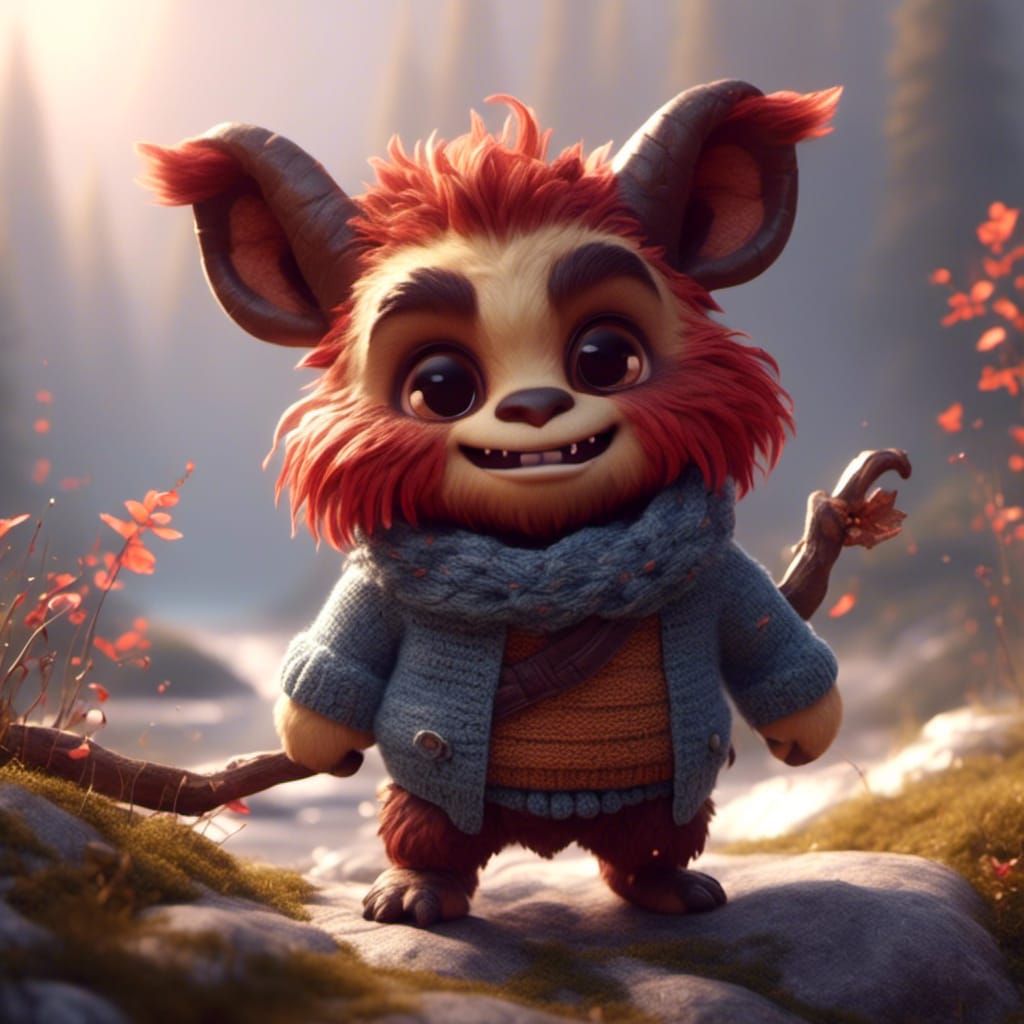 Chibi Bugbear in Sweater: A Huggable Portrait