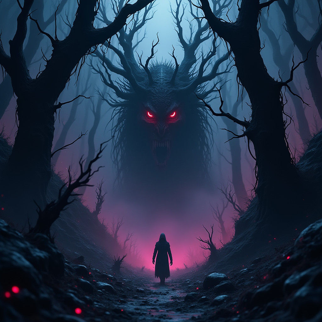 Ominous Figure Emerges from Shadowy Dreamscape