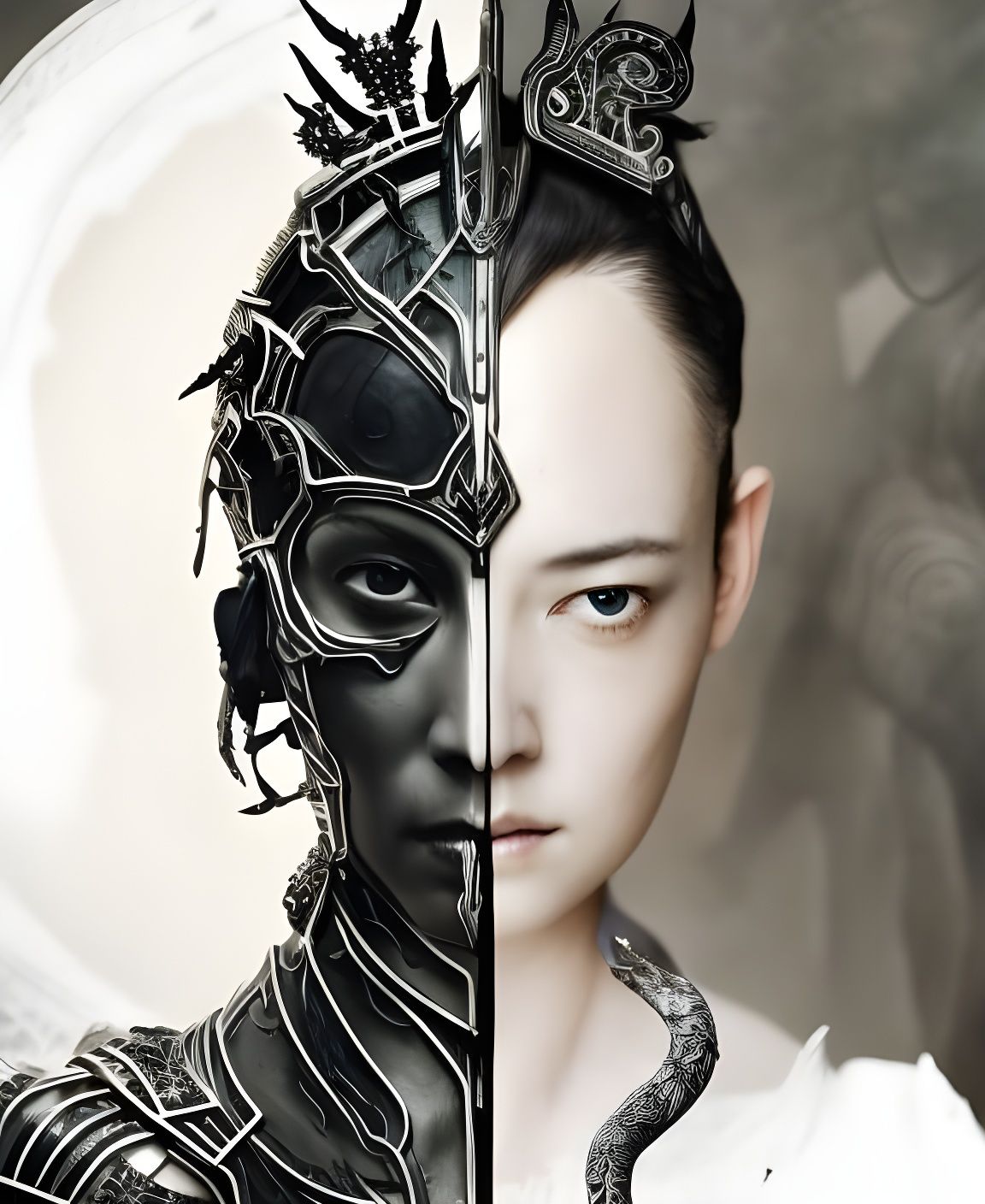 Electrified King: Hyperdetailed Woman in Circuitry Armor