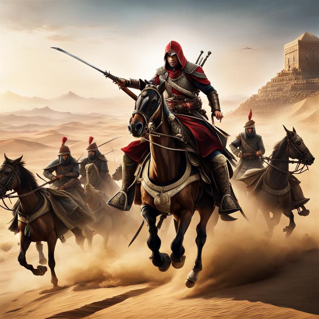 Ottoman Assassin's Creed Warrior in Desert Battle