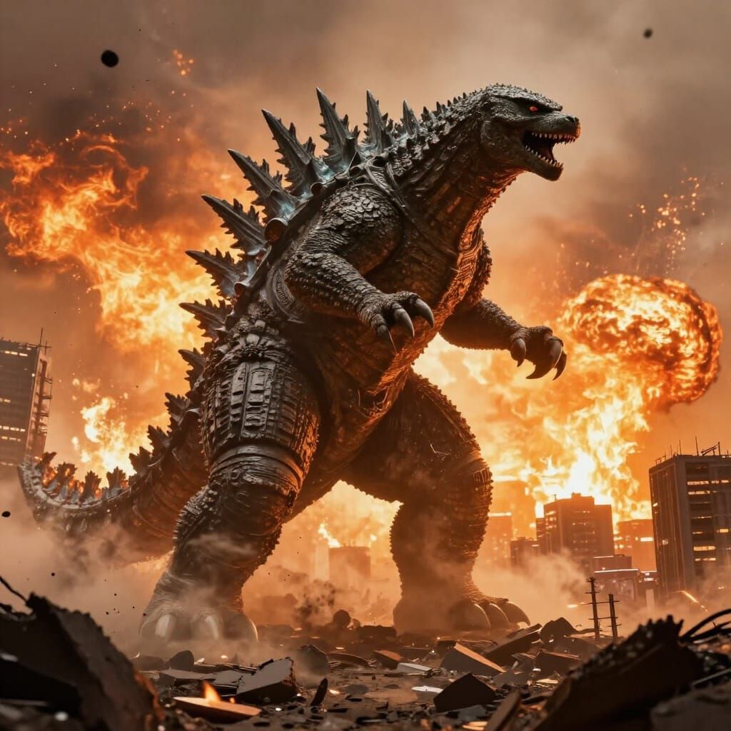 Gamera vs Godzilla: Epic Kaiju Battle in Cityscape