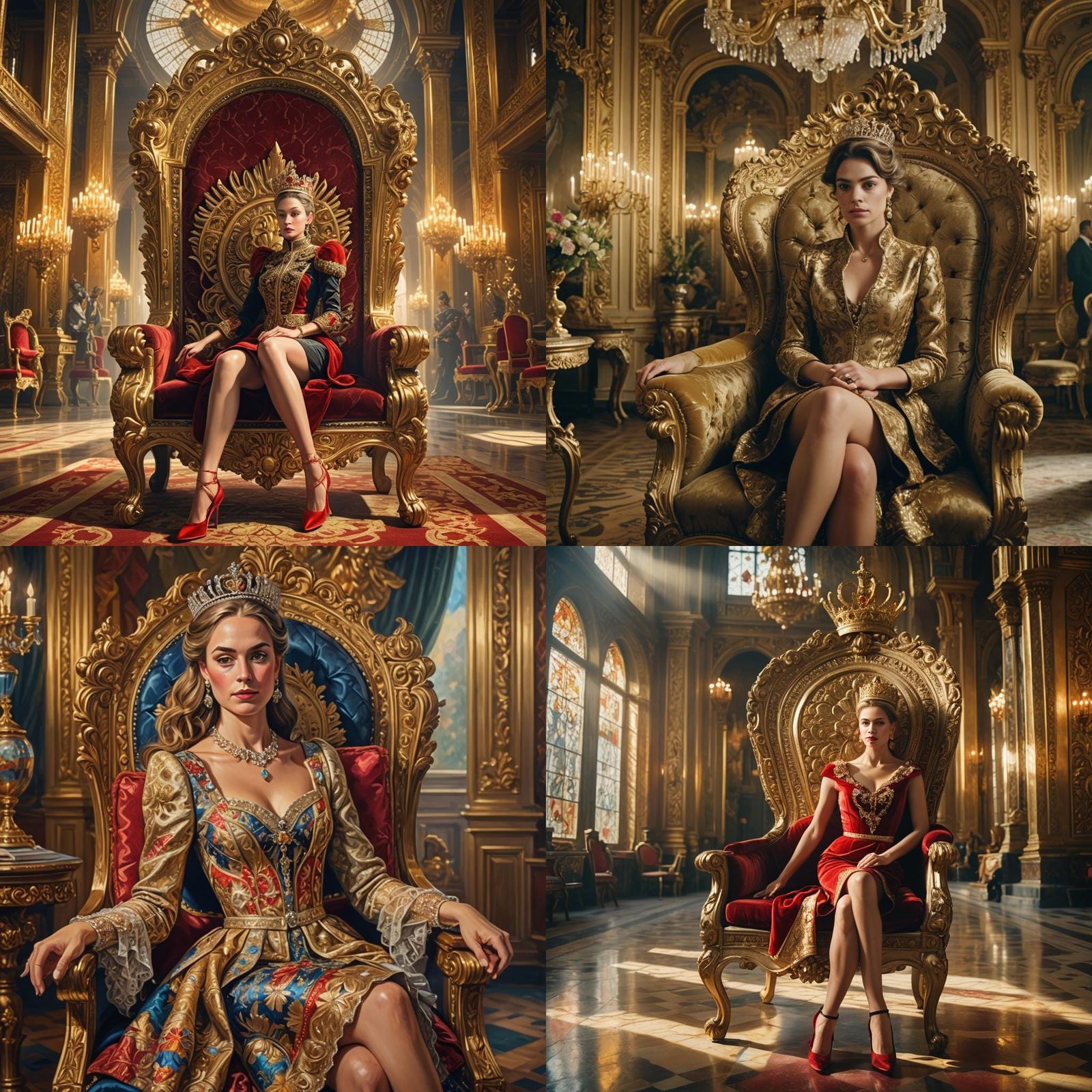 Queen in Mini Skirt on Royal Chair